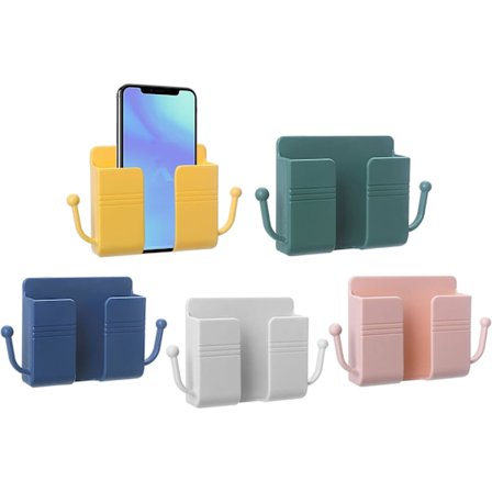 5 stk. vægmonteret opbevaringsboks, multifunktionel selvklæbende vægtelefonholder med kroge