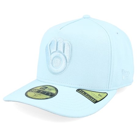 New Era - MLB Blau fitted Cap - Milwaukee Brewers 59FIFTY Color Pack Blue A-frame Fitted @ Hatstore