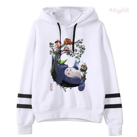 Totoro Kawaii Luvtröja med tecknad printed rolig tröja damer Spirited Away Miyazaki Hayao Sweatshirt Koreansk stil Toppar Dam 14 L