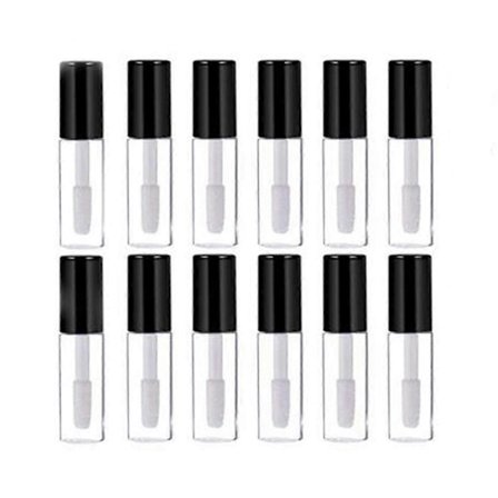 12 x 3 ml Mini Genopfyldelig Lipgloss Balsam Tube Flaske med Sort Låg til Rejse Hjem DIY Makeup Beholdere (FMY)