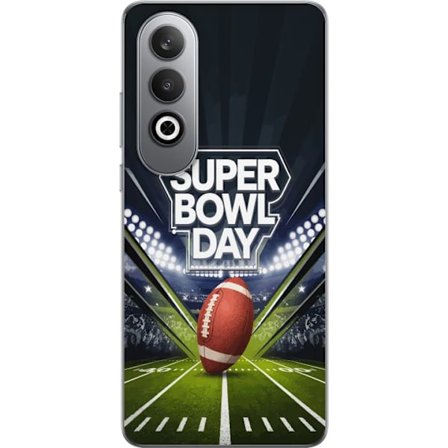 Kompatibel Mobilcover til OnePlus Nord CE4 Super Bowl Day plakat med amerikansk fodbold på oplyst arena i dramatisk sportsdesign