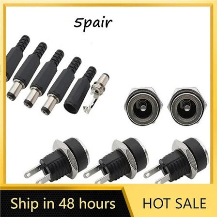 5 par DC 12V han hun stik panelmontering cylinder jack stik strømstik DC-stik terminal