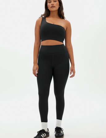 Girlfriend Collective Bianca Bra, One Shoulder - Black - XL