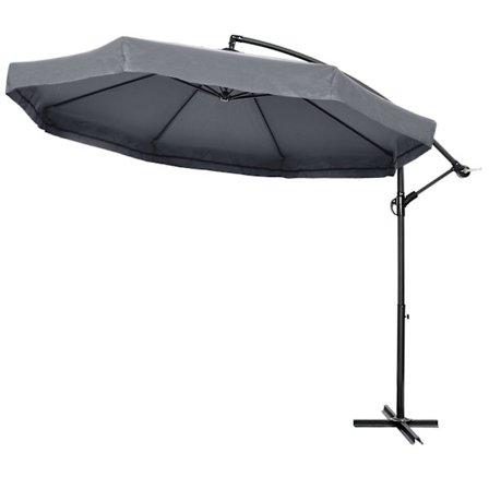 Cantilever Paraply 295X295Cm Parasol Håndsving Myggenet 360° Roterbart Have Paraply 8 Personer Market Paraply Balkon Stål Polyester