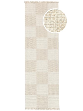 Cuadros Pequeño Cuadro Alfombra - Beige Claro/Blanco 80X250 De Estilo Rústico