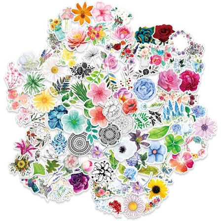 100 stk Blomsterklistremerker for Scrapbooking Notatbok, Estetisk