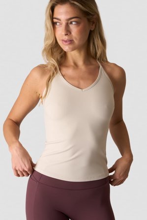 Nimble Strappy Tank Top W Stone Grey