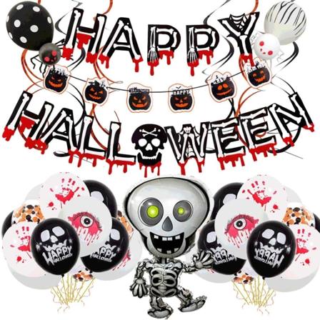 Halloween fest dekorationssæt, Happy Halloween balloner Banner - Perfet