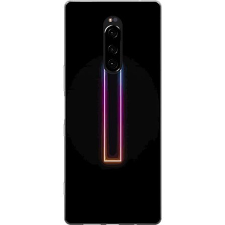 Kompatibel Mobilcover til Sony Sony Xperia 1 Minimalistisk neonbogstav I i regnbuefarver mod mørk baggrund