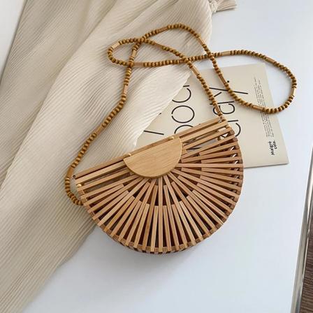 Halvcirkel bambu små crossbody axelväskor med handtag för kvinnor sommarmärkta lyxiga strandhandväskor Fashion Weave Big 14cmx10cmx5cm