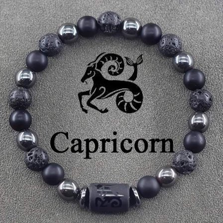 1 stk. Naturlig steinperle Zodiak Armbånd 12 Astrologiske tegn
