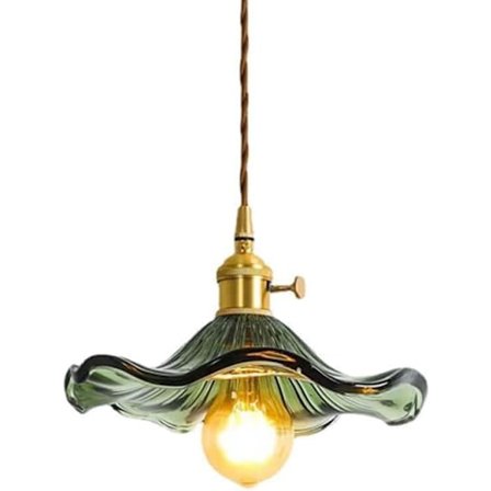 Lotusblad Pendellampe Guld Grøn Glas Hængende Lampe Blomst Lysekrone Nordisk Moderne Landhus Enkelt Loft Pendellampe, Grøn
