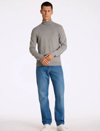 Lindbergh Ecovero L/S Roll Neck Knit - Grey - L