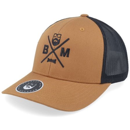 Bearded Man - Brun Keps - Bm Cross Retro 2 Tone Caramel/Black Trucker @ Hatstore
