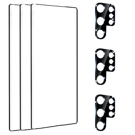 Galaxy S23 Ultra - Skärmskydd 3D + Kameralinsskydd (3-PACK!)