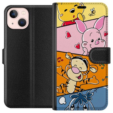 Kompatibel Tegnebogsetui til Apple iPhone 13 mini Sød børneillustration med teddybjørn, tiger, gris og æsel farverig legesyg design til børneværelset