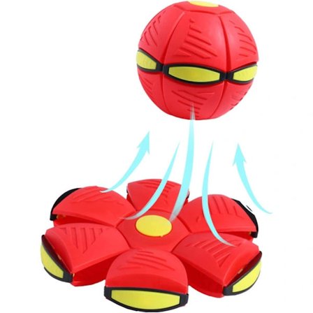 Flyvende tallerken legetøjsbold til kæledyr, magisk deformations-UFO-legetøj til børn og kæledyr, udendørs legetøjs flyvende bold til hunde (rød, uden