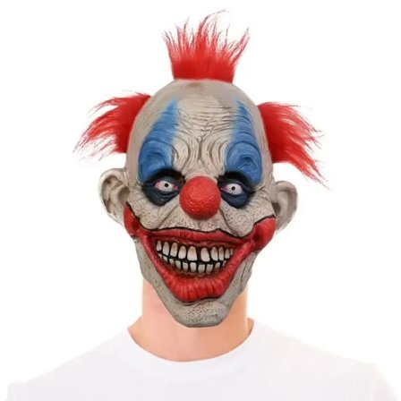 Ondskad Skrattande Clownmask Läskig Killer Joker med Röd Hårfärg Latexmasker Halloweenfest Klänning Cosplay Spökhus Tricky Rekvisita