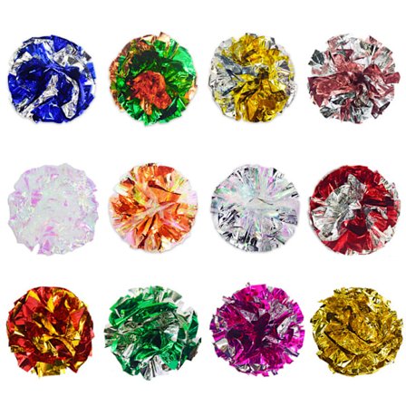 6 cm knastrande bollar för katt, färgglada mylarbollar för husdjurskatter (12