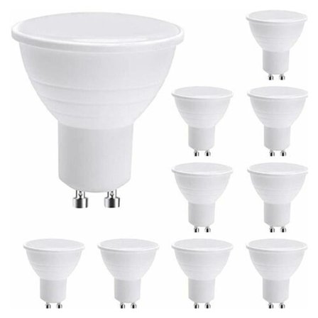 10-pack LED GU10-lampor, GU10 LED-lampor, 7 W kallvit (motsvarande 50 W halogen), energibesparande lampa, 600 lm 120° spridningsvinkel, icke-dimbar - 