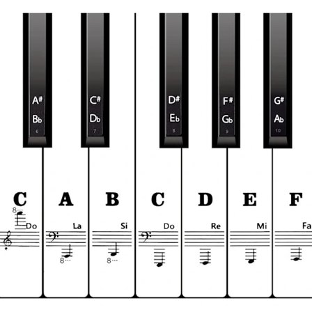 Pianonäppäintarrat 88/61/54/49 näppäimelle, pianonuottitarrat, irrotettavat ja läpinäkyvät pianonäppäinkirjaimet mustavalkoisena