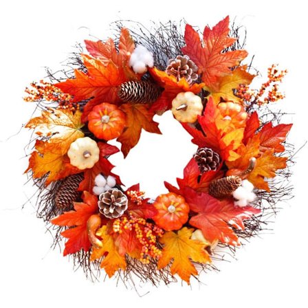 Höstkrans, 22 tum dörrkrans, konstgjord krans med P