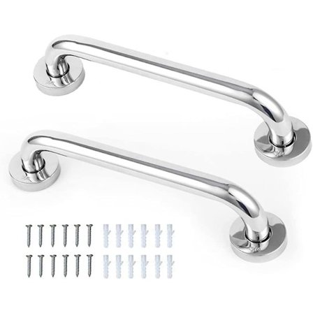 Sæt med 2 Anti-Slip Greb, Rustfrit Stål, Til Badeværelse, Badekar, Brusebad, Velegnet Til Ældre Og Børn, 30cm