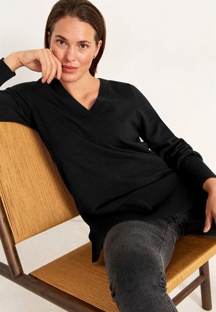 Cellbes of Sweden - Fintstrikket tunika i sort til damer i størrelse 54/56