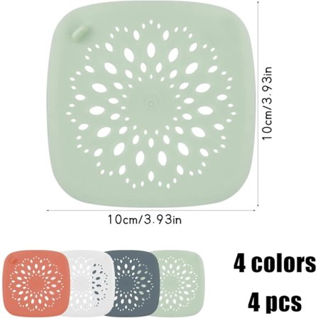 Hårfanger i silikonmateriale, dusjavløpssil for enkel rengjøring med jevn drenering, gjenbrukbar for bred bruk (4 stk)