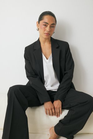 NA-KD Pantalon de costume épais taille basse - Pantalon taille basse - Noir - EU 44