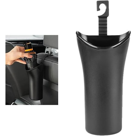 1 stk. Sort Bil Paraplyholder, 500 Milliliter Bil Skraldespand Bilsæde Organizer med Bilkroge til Nakkestøtte, ABS Vandtæt