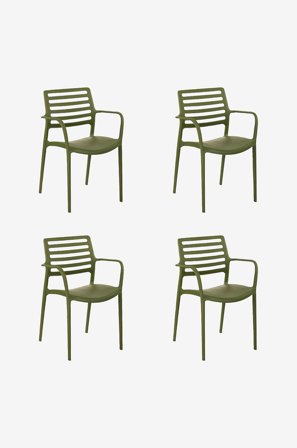 Hanah Home - Stolsuppsättning (4 delar) - Louise Large - Grön - Matstolar - Från Homeroom