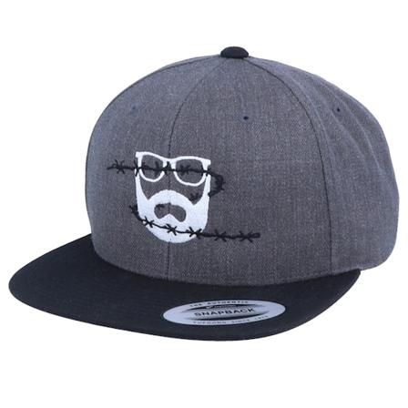 Bearded Man - Grau snapback Cap - Wire Logo Charcoal/Black Snapback @ Hatstore