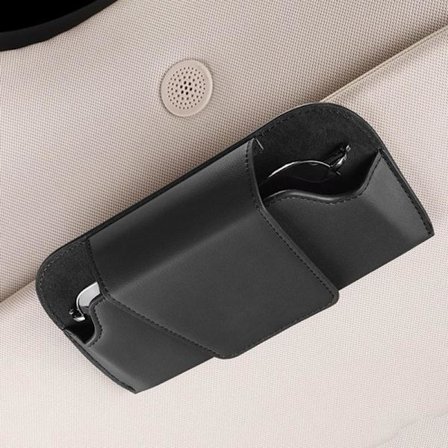 Solbrilleholder til bil - Opbevaring til bilbriller med solbrilleklemme og dekoration Sort