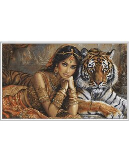 Broderikit Tavla Indisk prinsessa & tiger