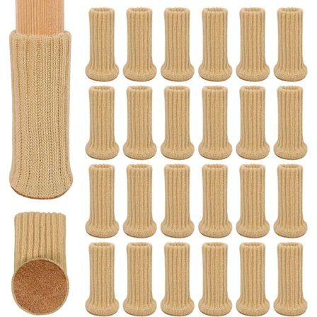 Beige farge - 24 stykker strikkede stolsbensokker for stolsbenputer