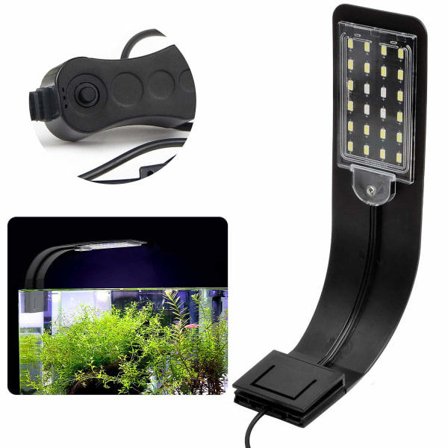 LED akvarielampa med vitt, e och blått ljus, 2.5A, svart