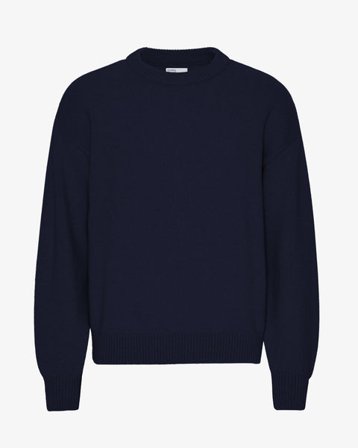 Oversized Merino Wool Crew - Navy Blue