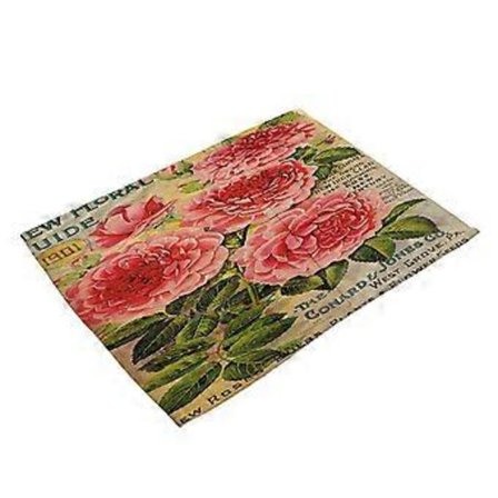 Bordsunderlägg med blomstermålning, bomullslinne, för matbord, dekoration (MP0057-4)