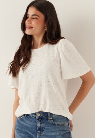 VILA - Vibelli O-neck S/S TOP - Snow White - Kläder - - Bubbleroom