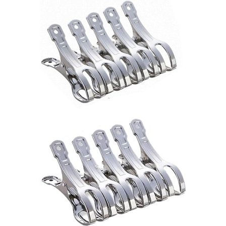 10 Stycken Klädnypor, Stora Strandhandduksklämmor i Rostfritt Stål, T