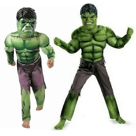 Barn Marvel Avengers Kostyme Hulk Alder 3-8 Gutter Kostyme Maske Muskel Dress Xmas-c (FMY)