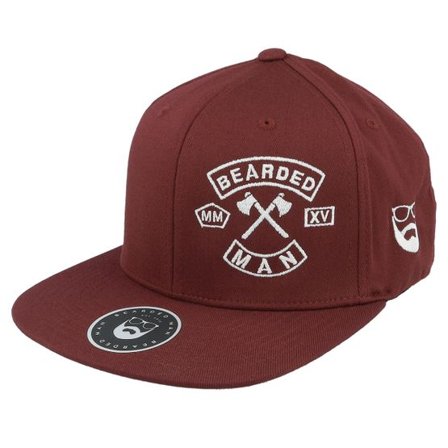 Bearded Man - Röd fitted Keps - "MC Patch Maroon Fitted " @ Hatstore
