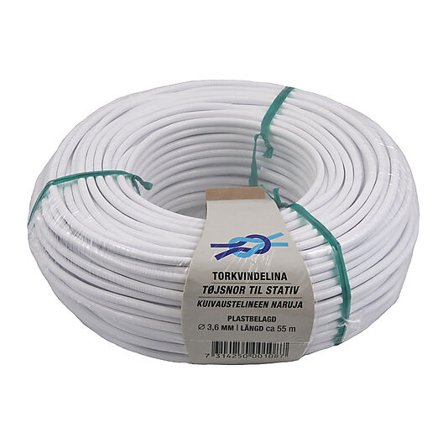 POLY-PRODUKTER TØRKESNOR PLASTBELAGT HVIT 55M