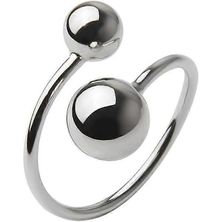 Trendigt dubbelt kul-statementring för kvinnor flickor rostfritt stål runda kulor öppen omslagsfingerringar justerbar komfort