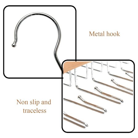 Slipsgalge med metallkrokar, platsbesparande slipshållare för män – träslips- och bälteshängare med stor kapacitet för garderob-tfrf