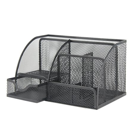 Skrivebordsarrangør, pennholder skrivebord mesh metall multifunksjonell pennholder kontorrekvisita kontorarrangør pennarrangør pennboks med skuffer 