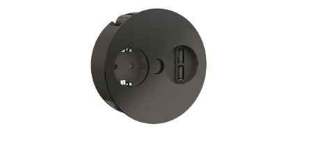 BACHMANN 931.131 Innfellingsuttak 2 x USB + 1 schucko Svart, Installasjonsmaterial