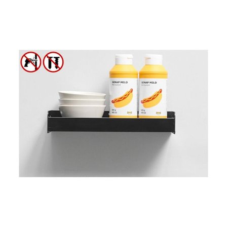 Krydderihylde, 30 cm vægmonteret køkkenhylde uden boring, kan placere krydderier, hænge spatler, skeer og andre køkkenredskaber KLB