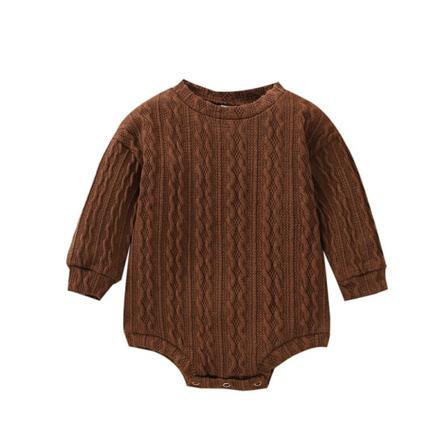 Spädbarn Enfärgade Knappar Långärmad Varm Bodysuit I Ett Stycke